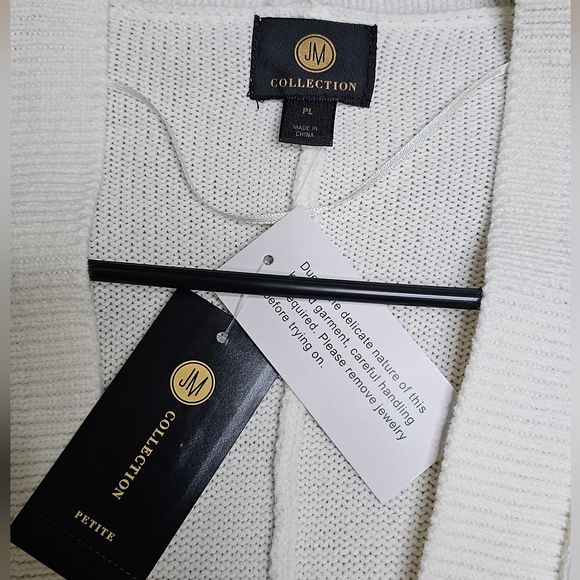 JM Collection: White Sparkling Sequin Sweater Cardigan Jacket ~NWT!! - Picture 2 of 8